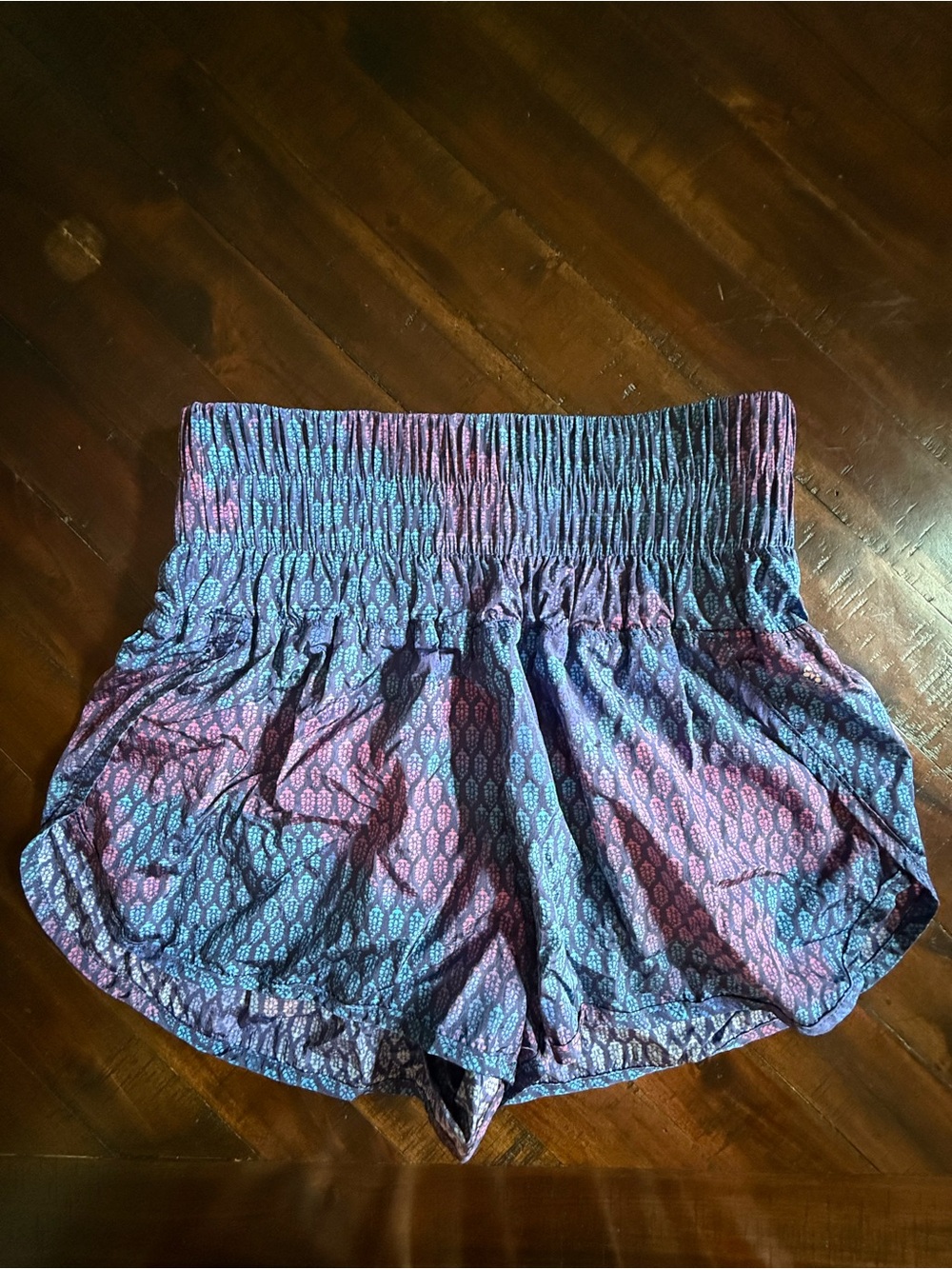 Free People Movement Smocked Running Shorts Navy Pink Blue Size Small